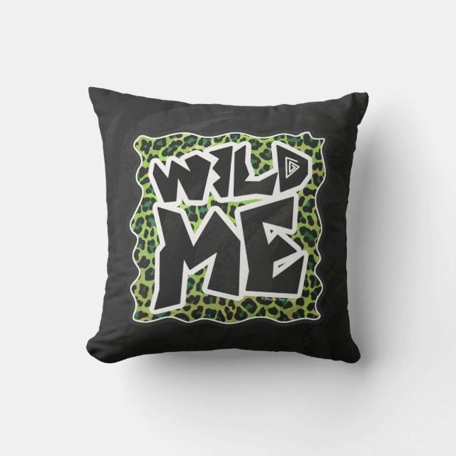 Coussin Wild Me Leopard Design noir et vert (Recto)