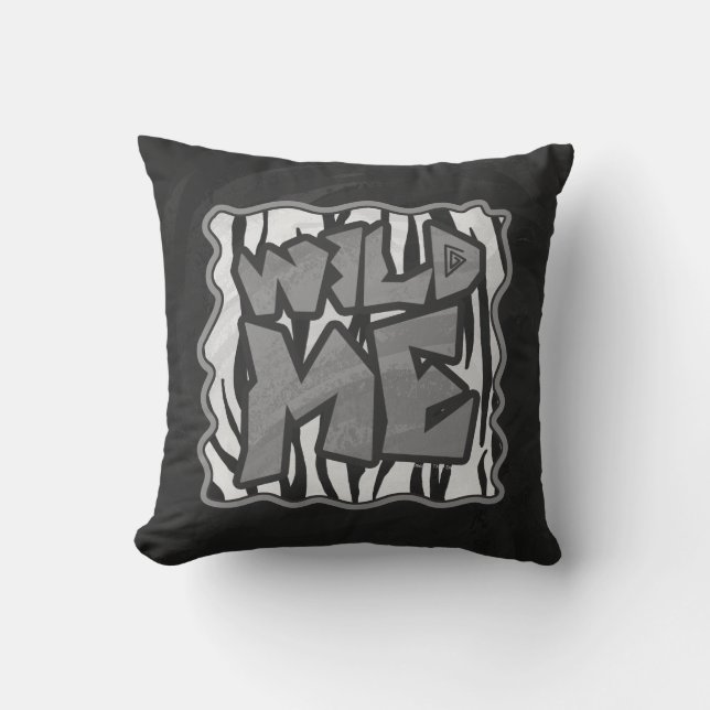 Coussin Wild Me Tiger noir et blanc (Recto)