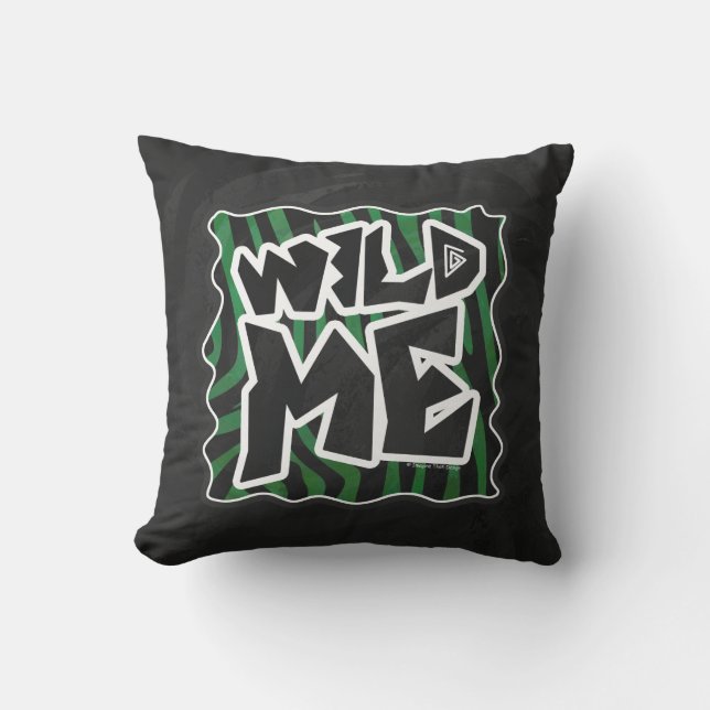 Coussin Wild Me vert et noir zèbre modèle (Recto)