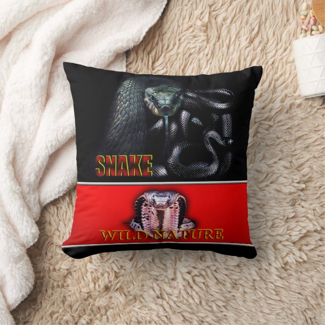 Coussin WILD NATURE - collection de design SNAKE noir (Couverture)