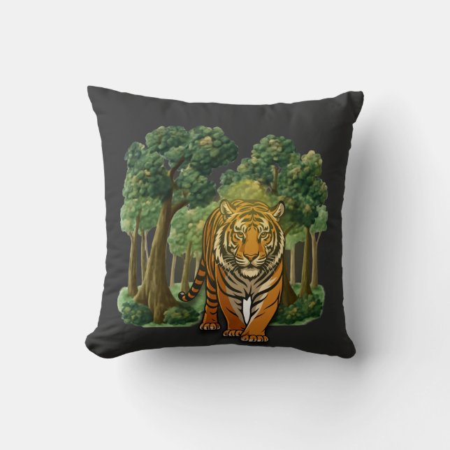 Coussin “Wild Tiger in the Forest – Natural Light Jungle D (Recto)