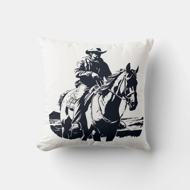 Coussin Wild West Cowboy Horse Back Riding (Recto)