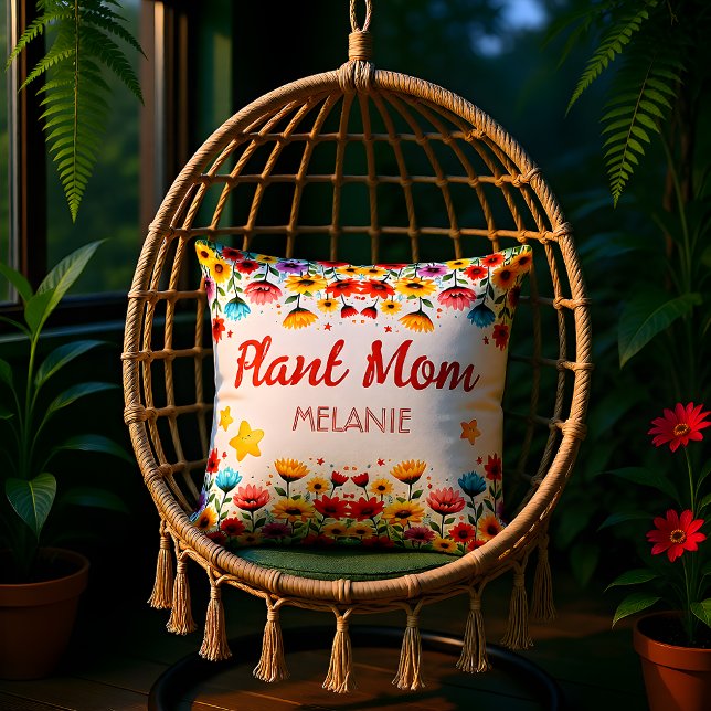 Coussin Wildflower Garden Plant Mom Throw Pillow (Créateur téléchargé)