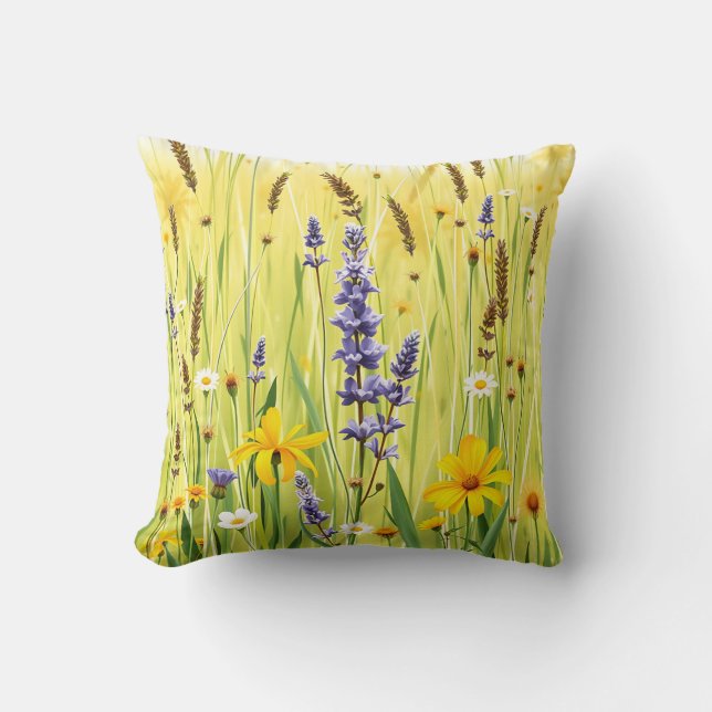 Coussin Wildflower Meadow Summer Pattern (Recto)