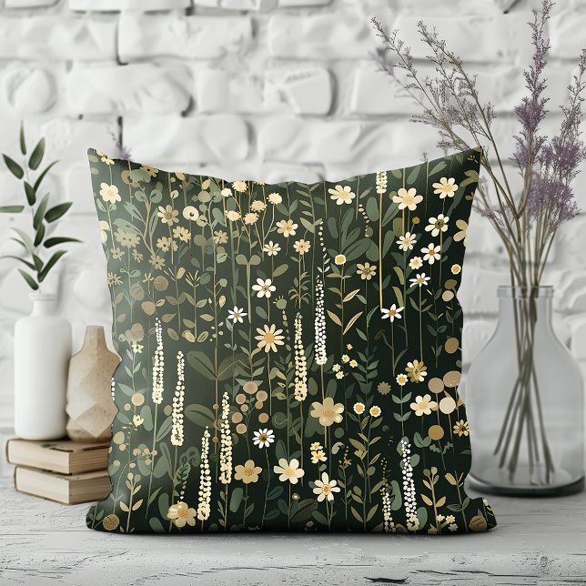 Coussin Wilhelmina Dark Daisy Floral (Créateur téléchargé)