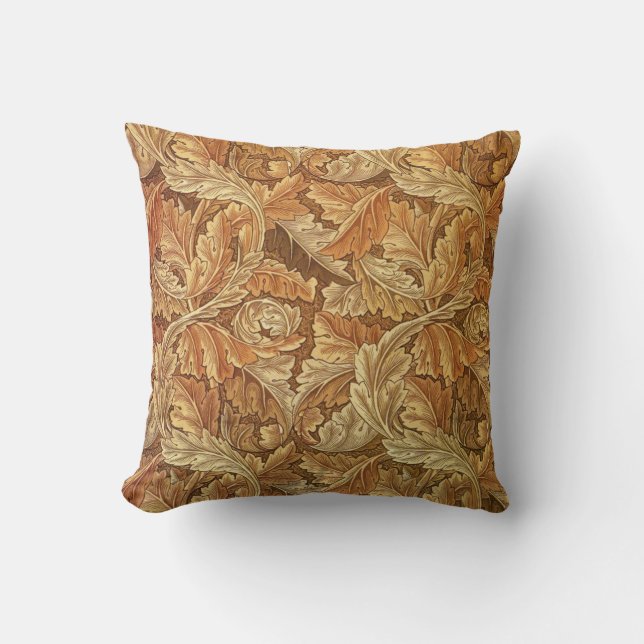 Coussin William Morris Acanthus Brown Feuilles d'automne (Recto)