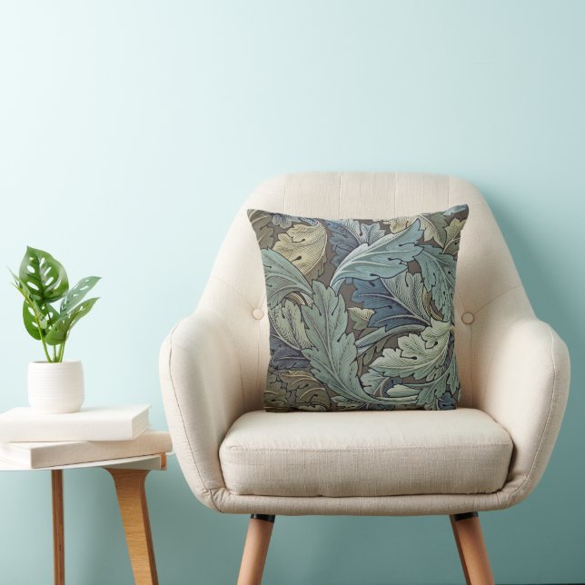Coussin William Morris Acanthus Sage Fleur Floral Botaniqu (Chaise)
