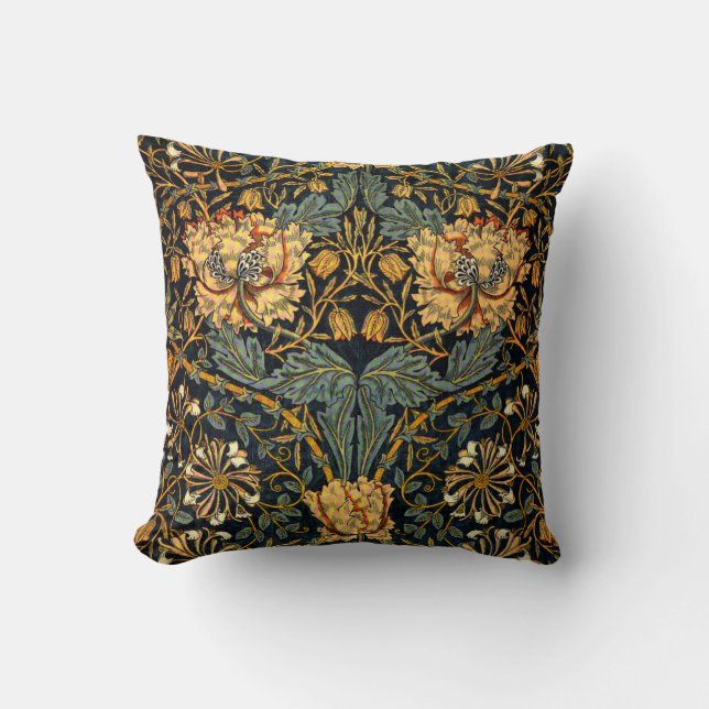 Coussin William Morris Antique Honeysuckle Motif Floral (Recto)