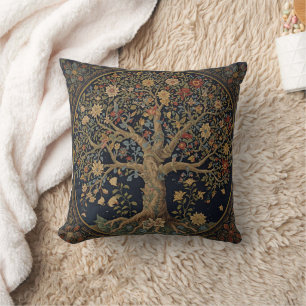 Coussin William Morris Arbre de Vie Vintage Préraphaélite