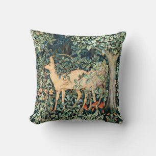 Coussin William Morris Art Floral Vintage Cerf de la forêt