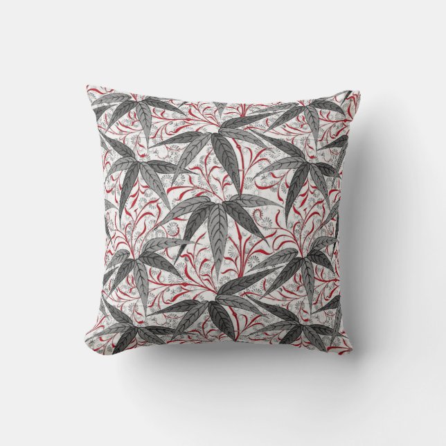 Coussin William Morris Bamboo Imprimer, gris et blanc (Recto)