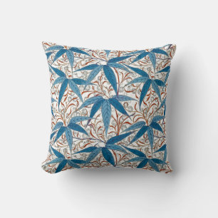 Coussin William Morris Bamboo Print, Denim Blue & White