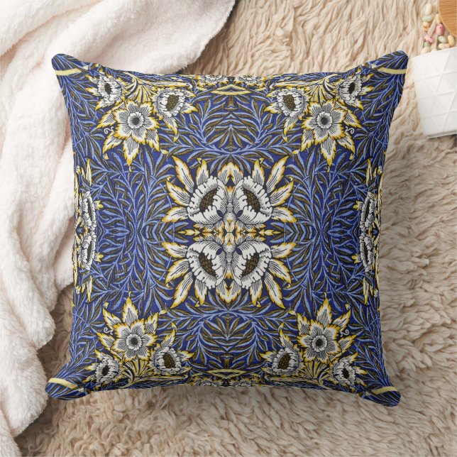 Coussin William Morris Blue and Gold Tulip Willow Design (Couverture)