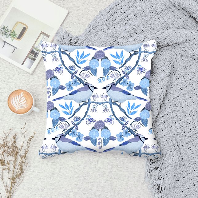 Coussin William Morris Bluejay Inspiré Botanique Peri  (Créateur téléchargé)