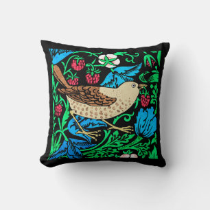 Coussin William Morris Carreau d'oiseaux et de fleurs, sur