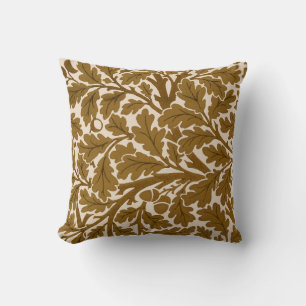 Coussin William Morris Chêne Feuilles, Café Brown et Beige