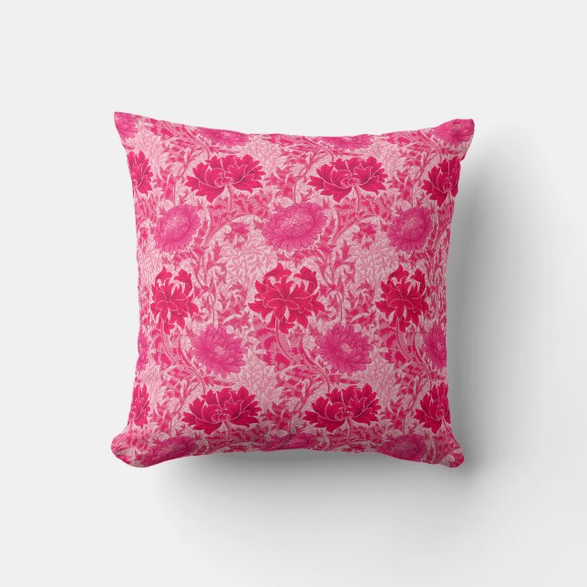 Coussin William Morris Chrysanthemums, Fuchsia Pink (Recto)