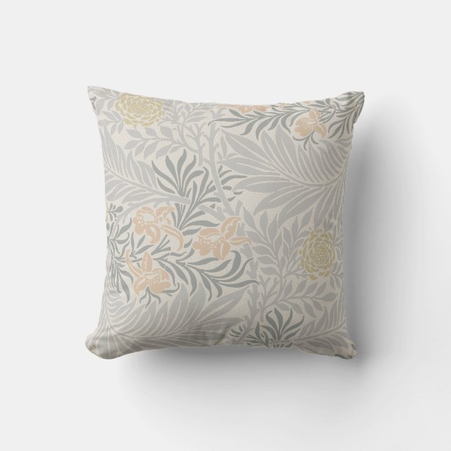 Coussin William Morris Coral & Sage Larkspur Motif (Recto)