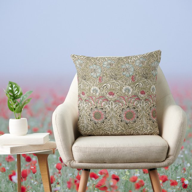 Coussin William Morris Corncocktail Crème Bleu et Rose (Créateur téléchargé)