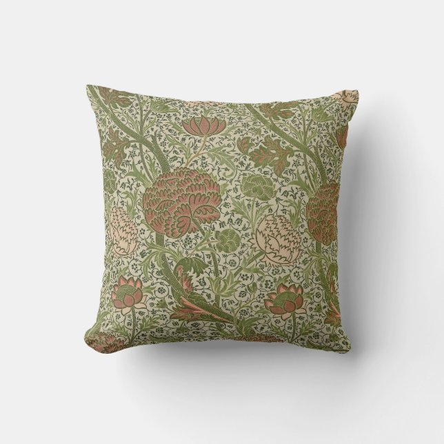 Coussin William Morris Cray Fleur de Sage Floral Botanique (Recto)