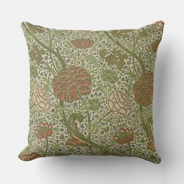 Coussin William Morris Cray Fleur de Sage Floral Botanique (Recto)