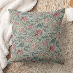Coussin William Morris Cray Vintage Floral rose vert