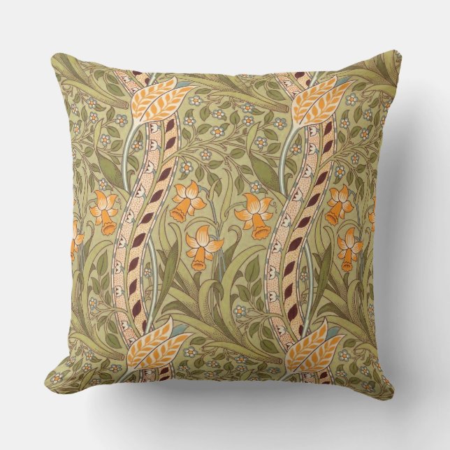 Coussin William Morris Daffodil Garden Flower Classic Bota (Recto)