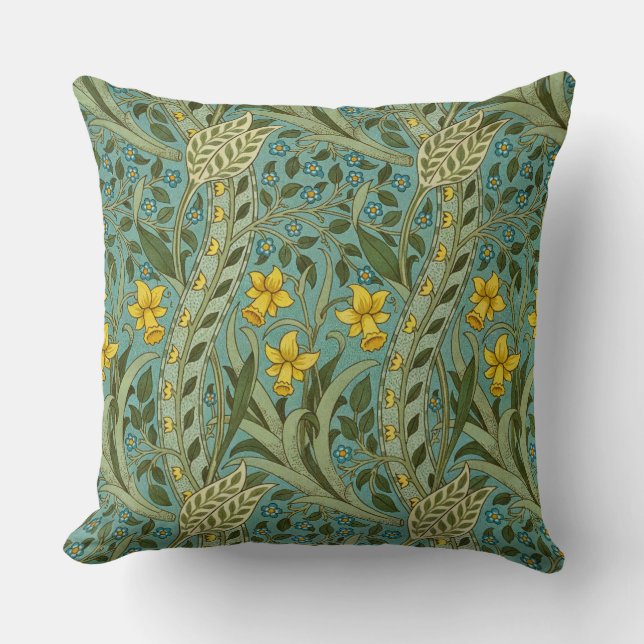 Coussin William Morris Daffodil Motif Floral Classique (Recto)