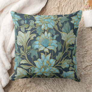 Coussin William Morris Fleurs de Teal 