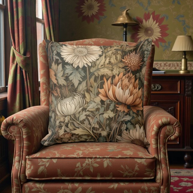 Coussin William Morris Floral Automnal (Créateur téléchargé)