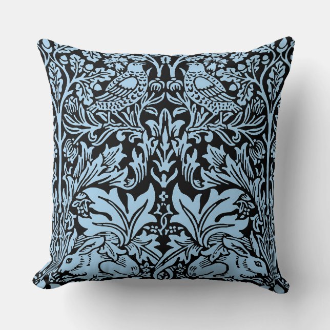 Coussin William Morris Frère Lapin Bleu Clair Noir (Recto)
