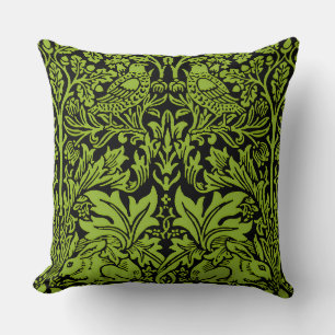 Coussin William Morris Frère Lapin Vert Sauge Noir