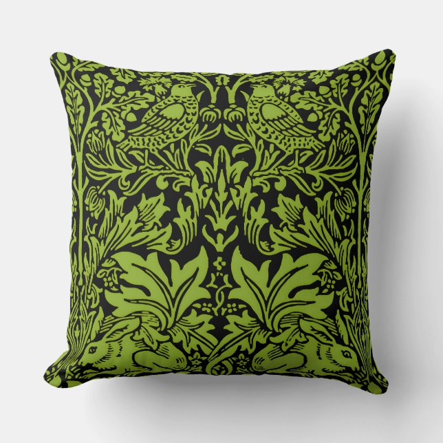 Coussin William Morris Frère Lapin Vert Sauge Noir (Recto)