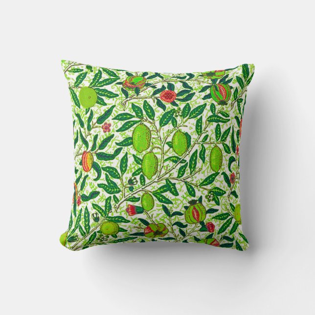 Coussin William Morris Fruit exotique, Vert citron vert (Recto)