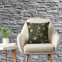 Coussin William Morris Fruit Motif avec Monogram Initial