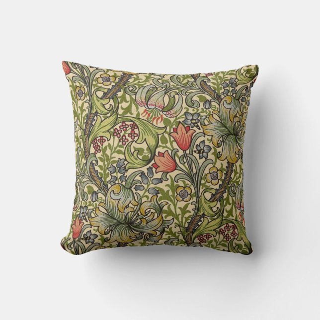 Coussin William Morris Golden Lily Motif restauré (Recto)
