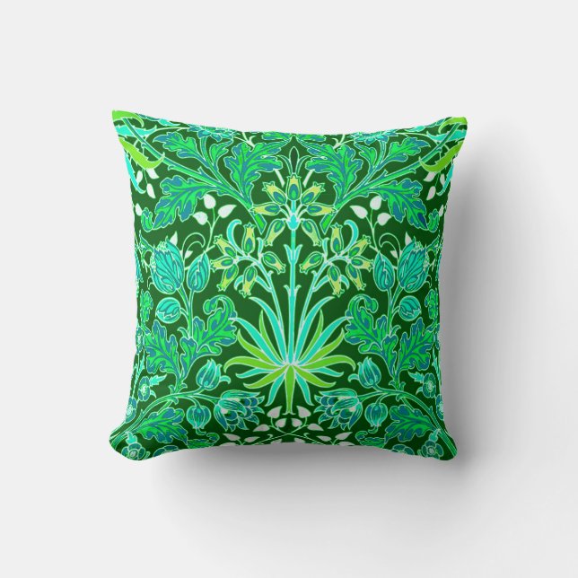 Coussin William Morris Hyacinth Imprimer, Emerald Green (Recto)