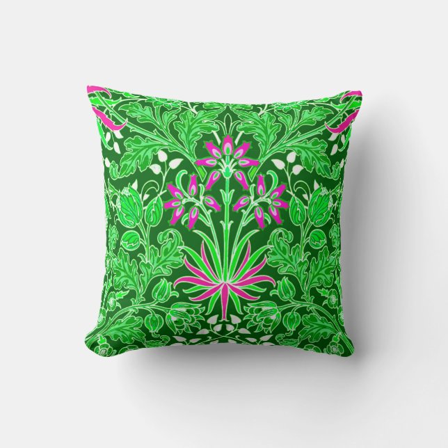 Coussin William Morris Hyacinth Imprimer, Lime Green (Recto)