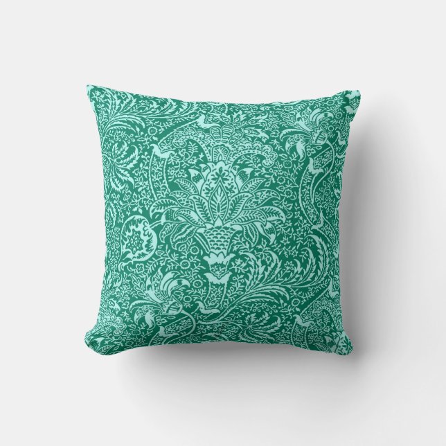 Coussin William Morris Indian, Turquoise et Light Aqua (Recto)