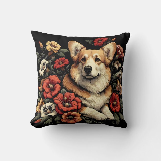 Coussin William Morris Inspiré Corgi Pillow (Recto)