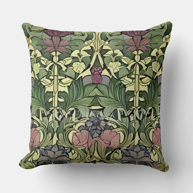 Coussin William Morris Inspiré Floral "Lasting Garden" (Recto)