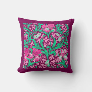 Coussin William Morris Irises, Fuchsia Pink and Wine