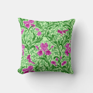 Coussin William Morris Irises, Green, Magenta et Orchid