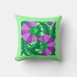 Coussin William Morris Jacobean, orchidée pourpre et verte