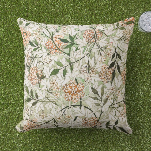 Coussin William Morris Jasmine Blossom Garden Design (Herbe)