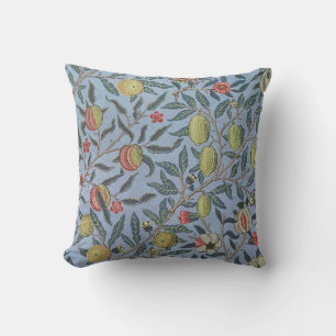 Coussin William Morris Motif Fruit Rouge Grenade Vintage