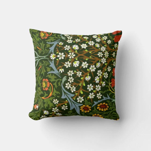 Coussin William Morris motif vintage, Blackthorn, (Recto)