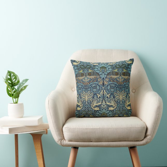 Coussin William Morris Paon et Dragon Tissé (Chaise)