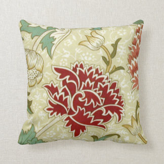 Coussin William Morris Papier peint fin rouge floral