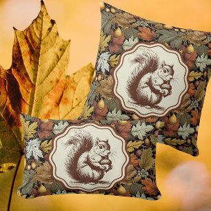 Coussin William Morris part d'automne avec Squirrel Retro